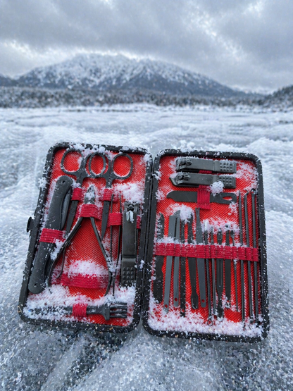 24-in-1 Essentials Manicure Set Nail Clippers, Stainless Steel Nail Scissors Grooming Kit, Blackhead Tool Leather Travel Case (RED)