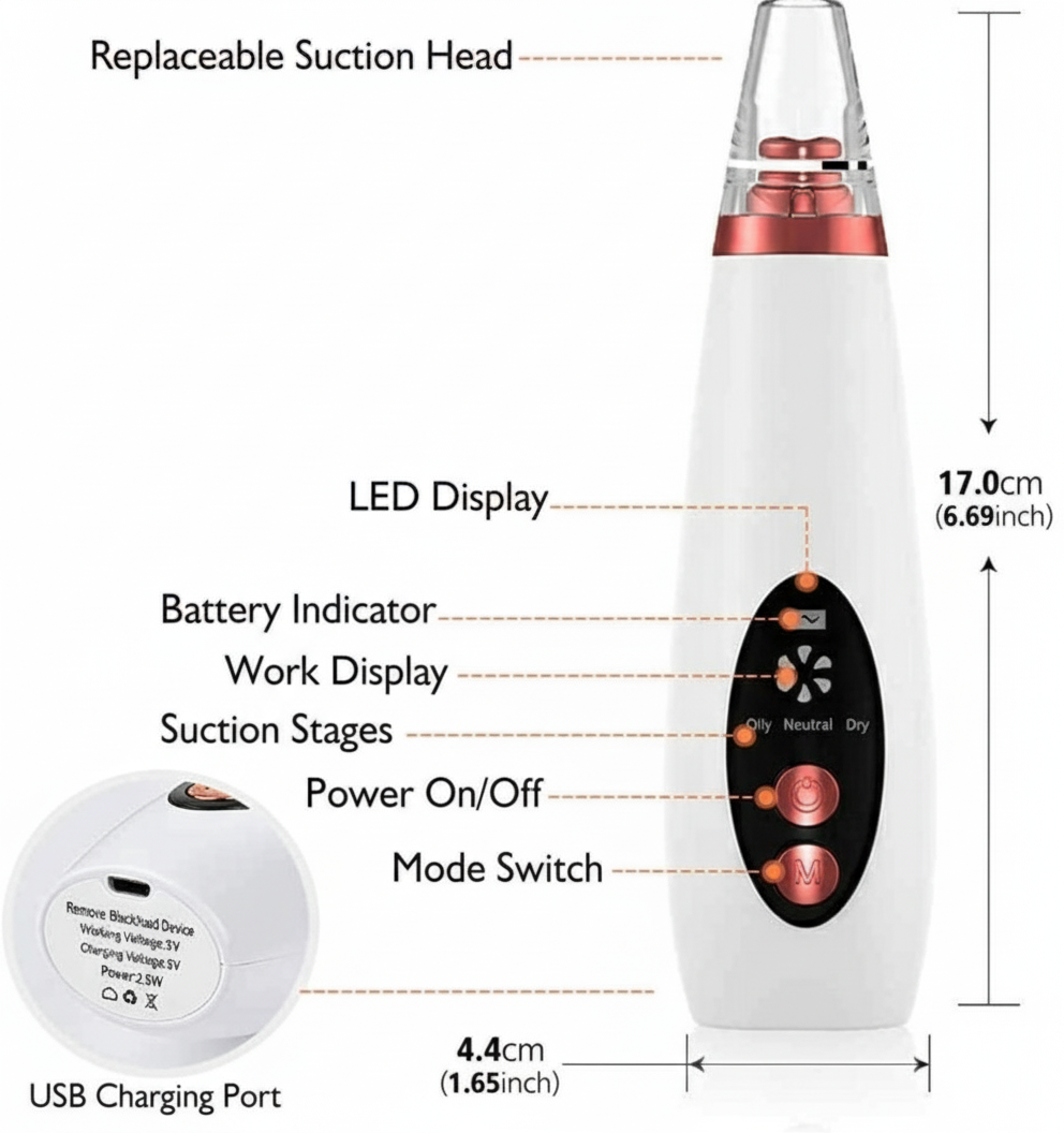 PERFLU Multi-function Blackhead Remover Tools | Electric Derma suction Machine
