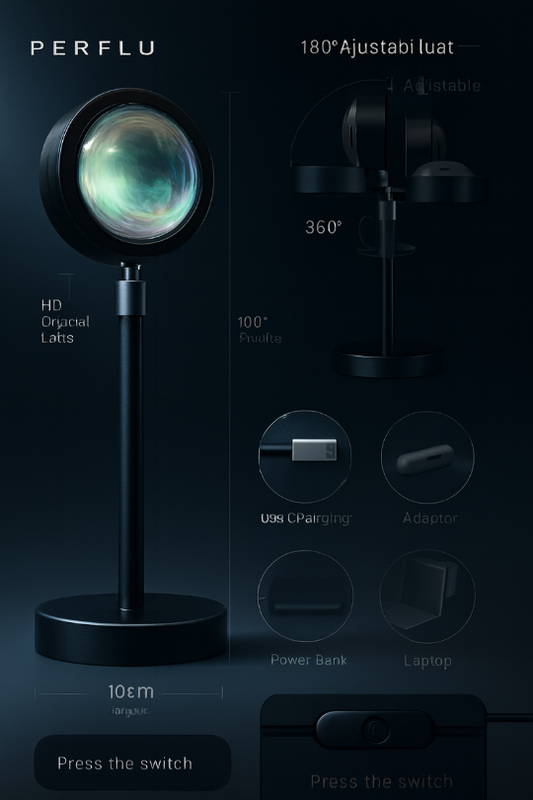 LED Night Light Sunset Lamp with Remote & USB – 360° Rotating Projection Light for Room Ambience, Wall Decor, Photography & Mood Lighting